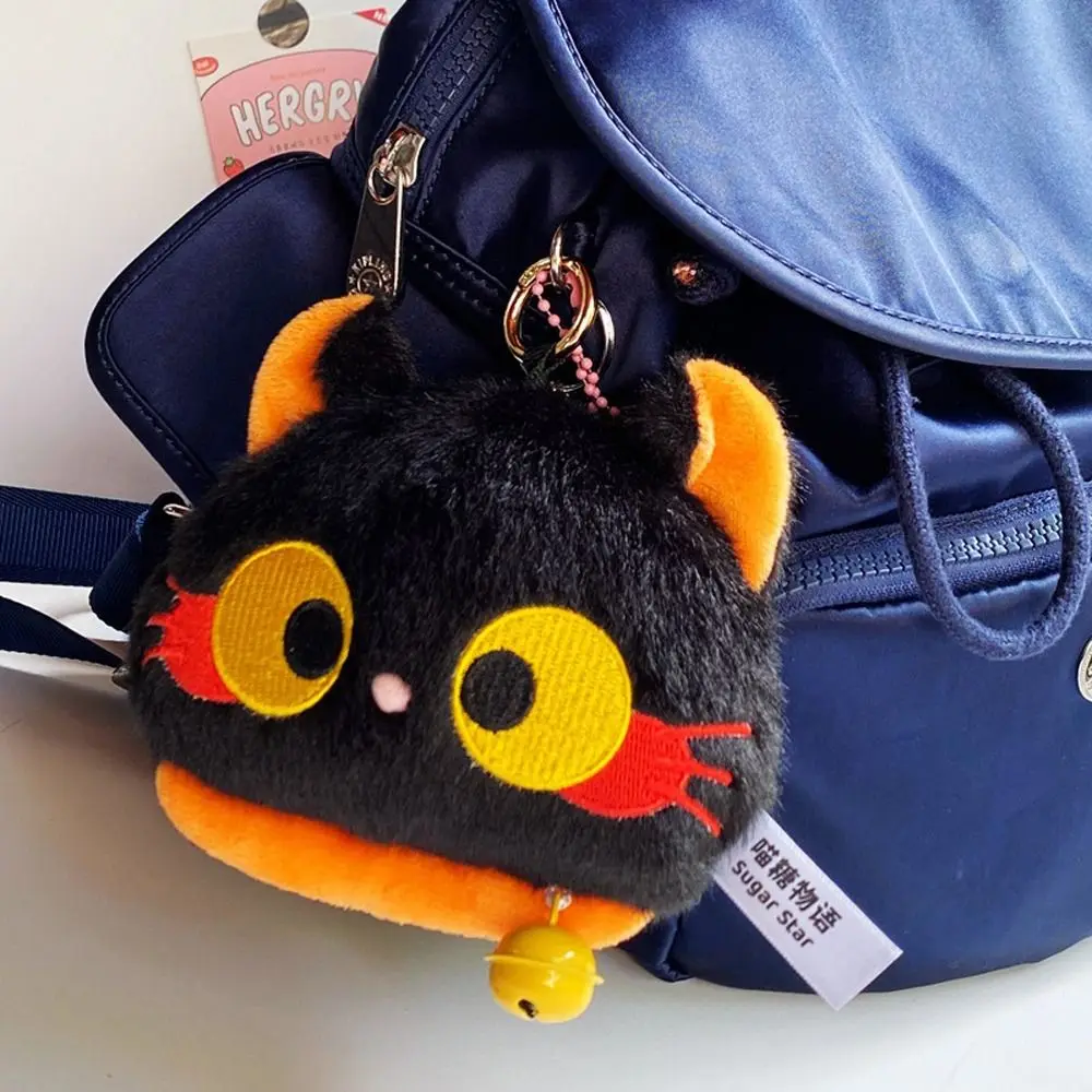 

Key Bag Black Cat Plush Coin Purse Bag Pendant Animal Cat Wallet Pendant with Bell Portable Plush Earphone Bag Change Storage