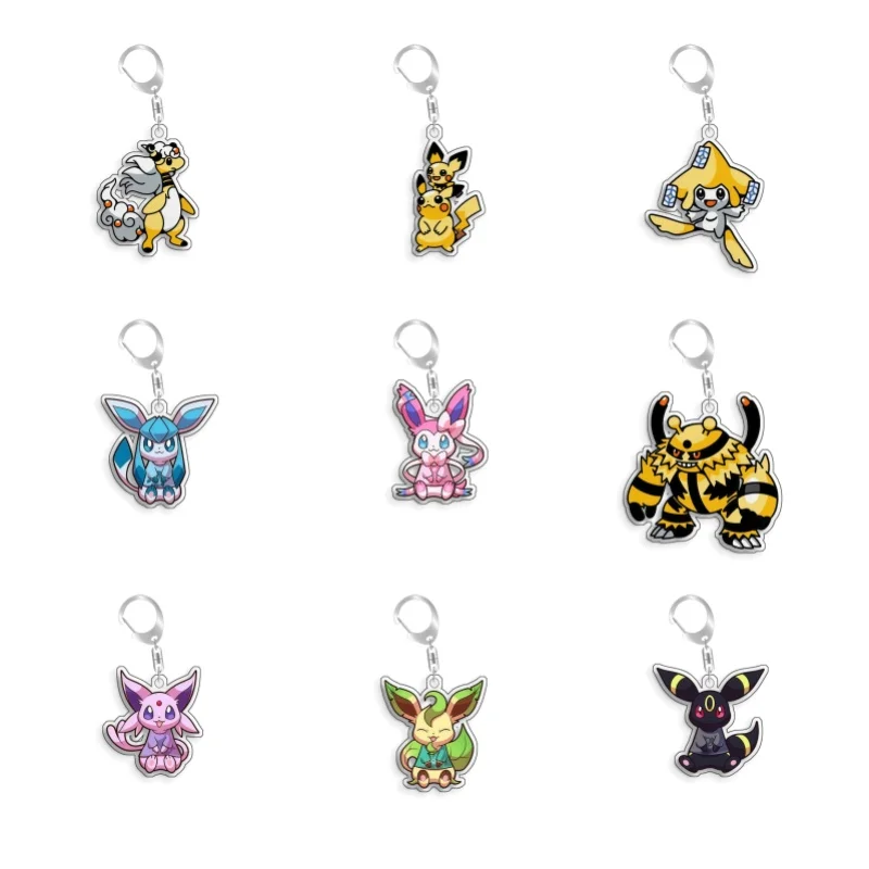 Chaveiro de Acrílico Original Artesanal de Personagens Pokémon: Qikachu, Glaceon, Electabuzz, Umbreon, Pawmi - Presente Fofo de Desenho Animado e Anime