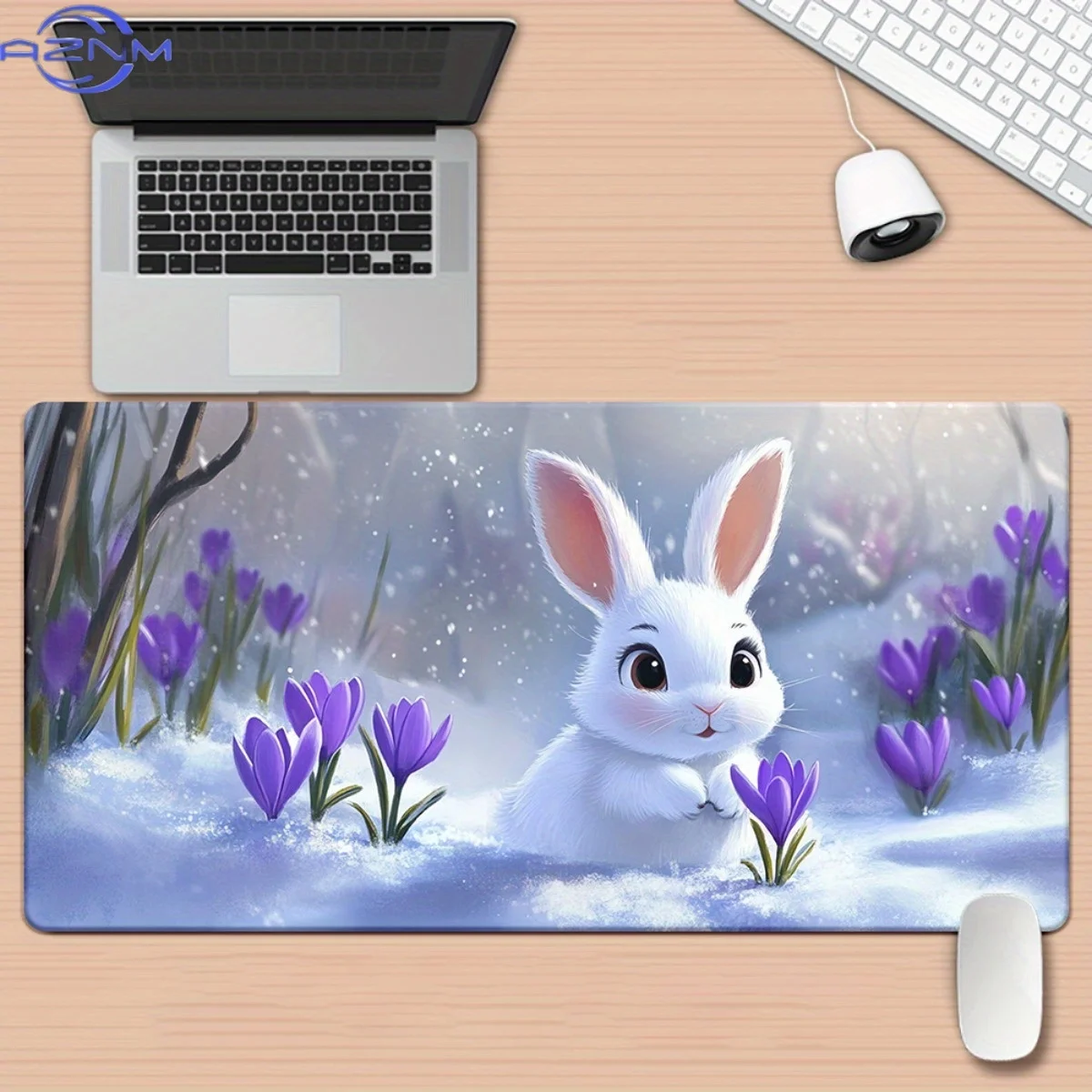 1pc Bunny in Snow Pattern HD Printed Pad for Desk, Multi Functional XXL Mousepad, Keyboard Gaming Mouse Mats, Office Computer PC