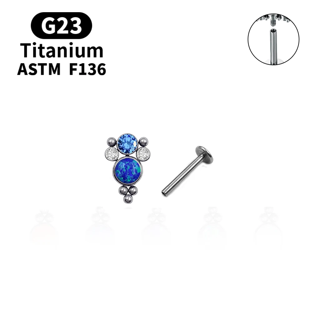2021 Gorgeous Opal Earrings G23 F136 Titanium Labret Lip Stud Earrings  Piercing Fashion Ladies Face Decoration Jewelry