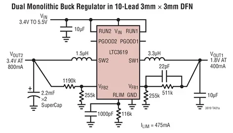 LTC3619 LTC3619EDD LTC3619IDD - 400mA/800mA Synchronous Step-Down DC/DC with Average Input Current Limit