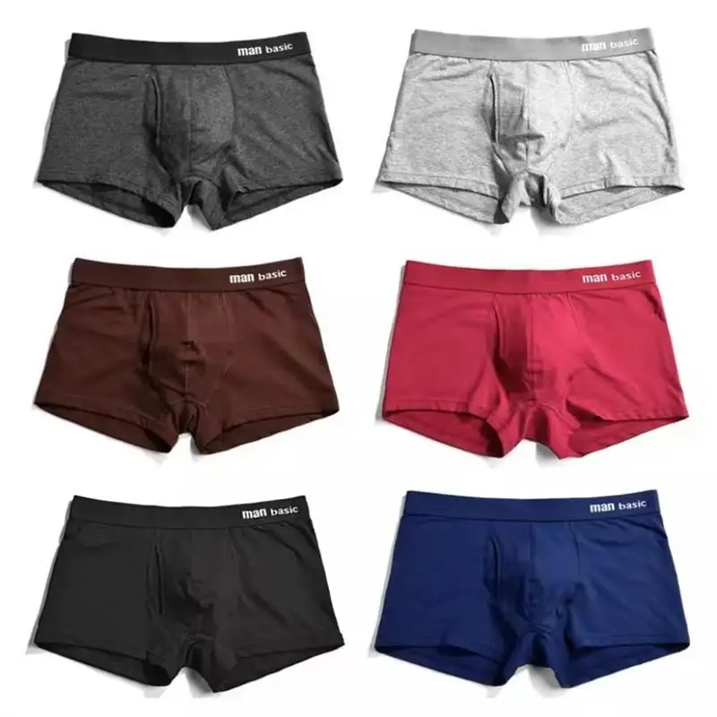 6pcs/Lot Men\'s Underwear Boxer High Quality Cotton Panties Men\'s Solid Color Breathable Boxer Shorts Sexy Red Panties Size M-3XL