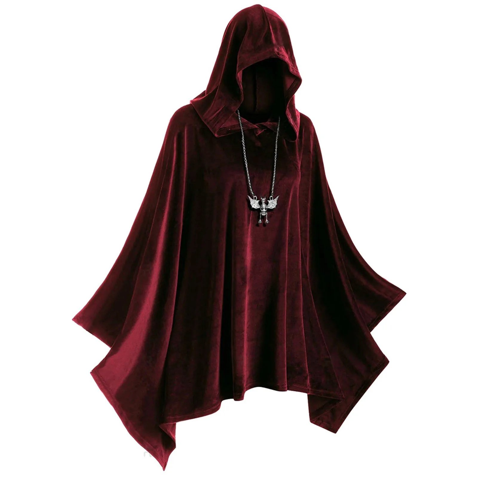 Women Solid Cloak Hollween Cape Hooded Coat Vintage Fashion Halloween Medieval Renaissance Cape Overcoats Cosplay Costumes