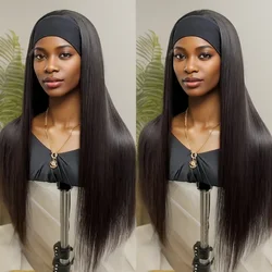 250% Density Straight Headband Wig Human Hair Wigs Brazilian Full Machine Made 100% Human Hair Wigs For Women Scarf Wig