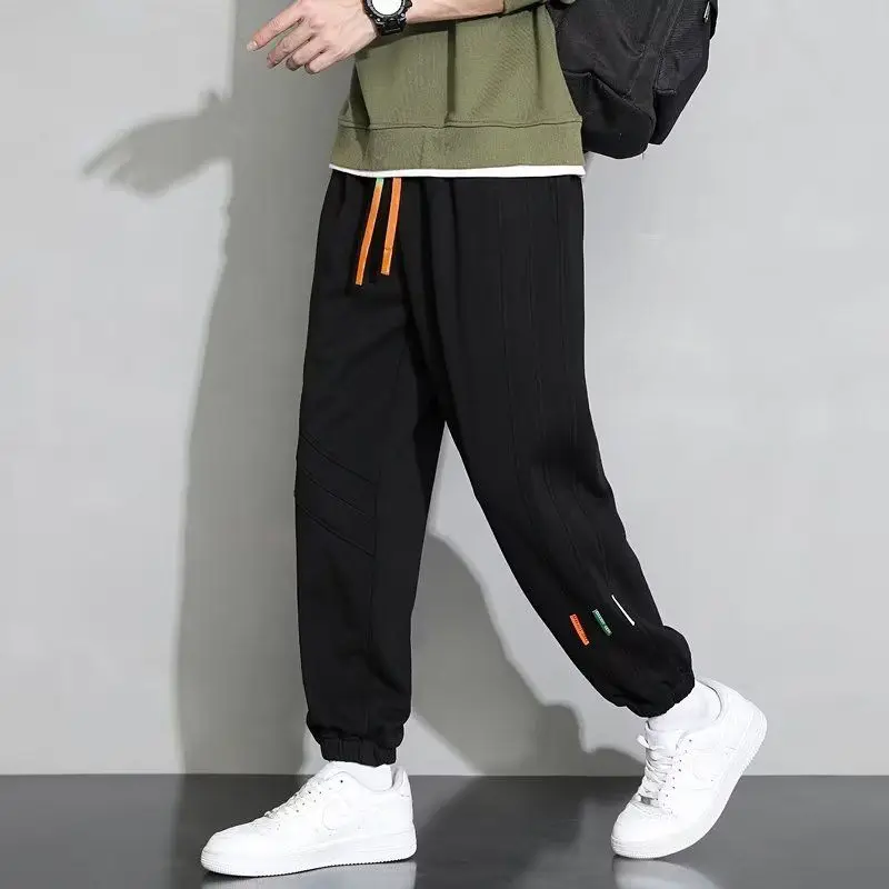 Brief Tricolor Stripe Fashion Man Leggings New Classic Youth Casual Waist Drawcord Handsome All-match Male Autumn Trousers