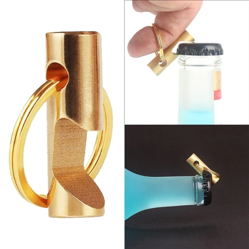 Pocket Cylindrical Beer Bottle Opener Brass  Mini  Chain Opener Portable Tool Gadgets Openers with  Ring GXMF