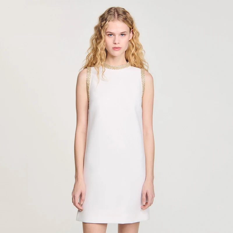 Ele blanc diamant décoré femmes Dr début du printemps série S maison nouveauté RO04034 taille haute a-ligne ort jupe