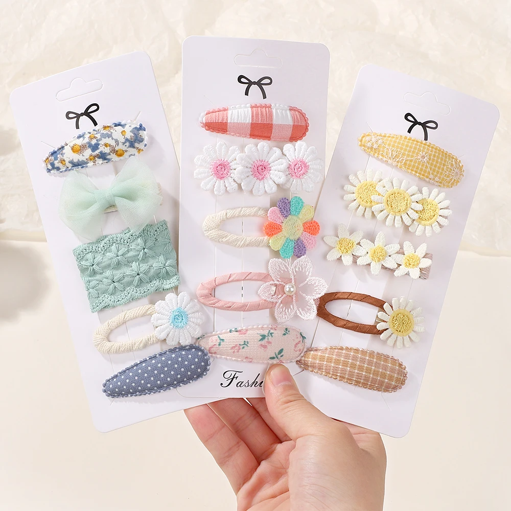 5 Teile/los Mädchen Schöne Haar Clips Set Gestickte Pony Haarspange Ins Stil Daisy Haarnadel Kinder Grips Zubehör