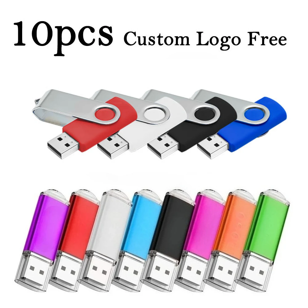 

10PCS/lot Metal Flash Pen Drive 4GB 8GB 16G Pendrive 32GB 64G Memory Stick Real Capacity U Disk Cle Usb 2.0 Free Customized LOGO