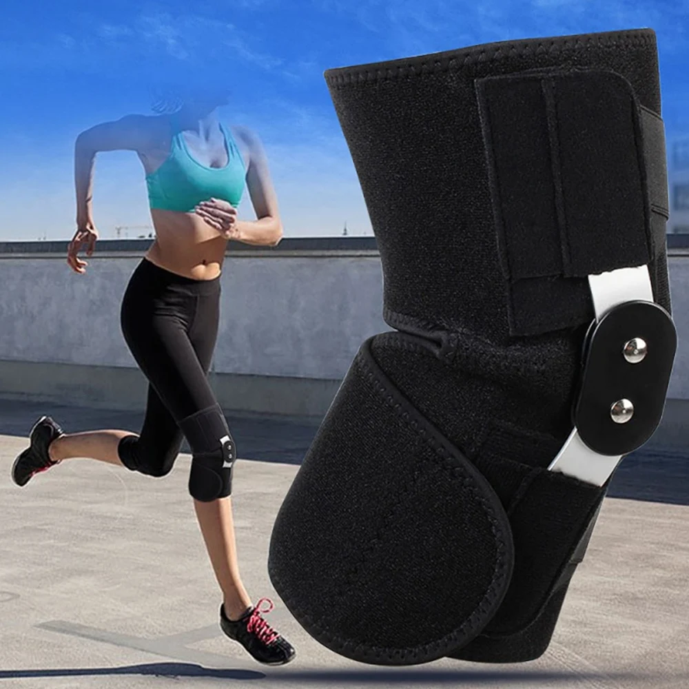 1Pcs Adjustable Hinged Knee Brace Breathable Patella Wrap with Side Stabilizers  Strap for Tendonitis Decompression Knee Support