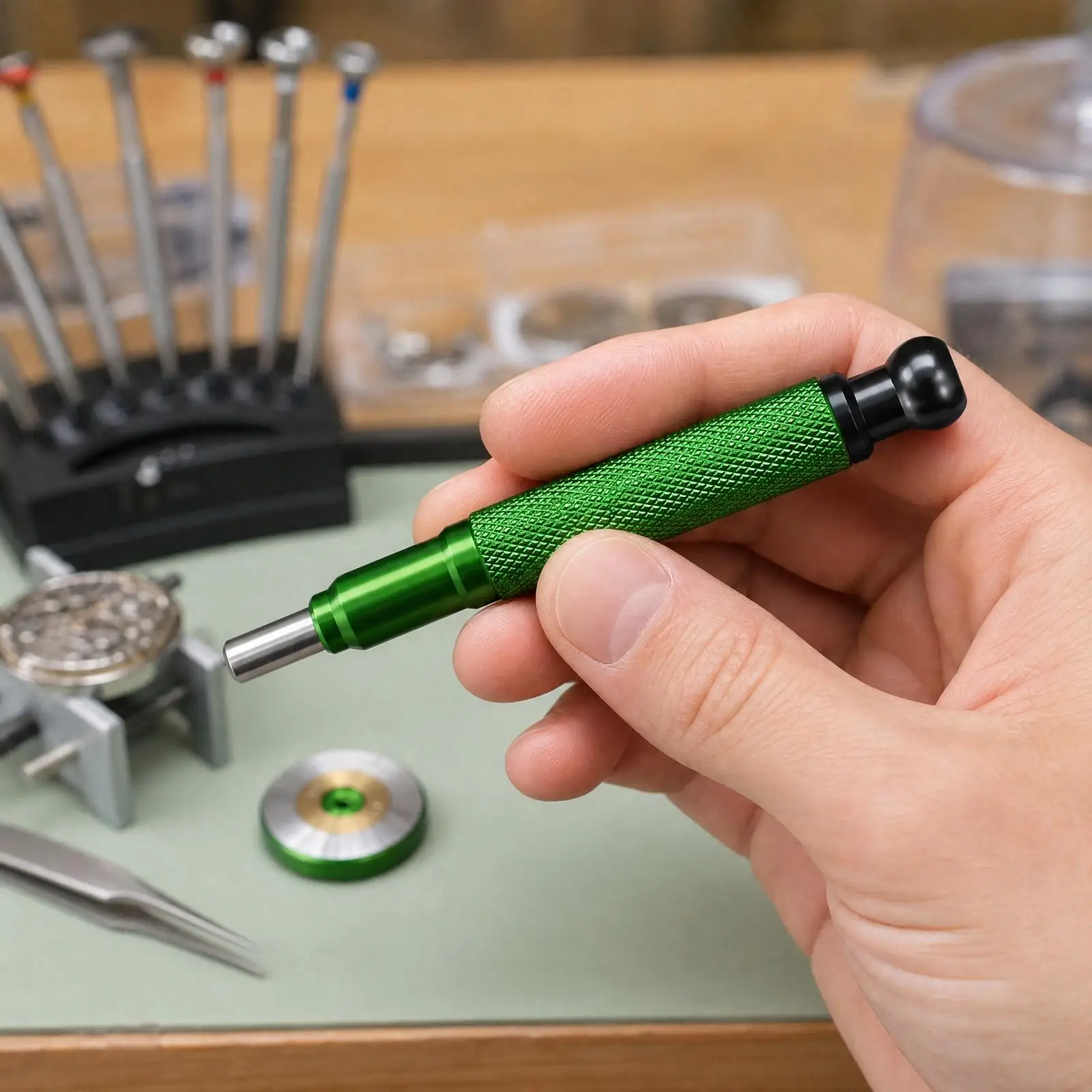 Watchmaker Bearing Press Tool for Movement Repair Metal Hand Tool Set with Transparent Case for Bearing Installation Removal