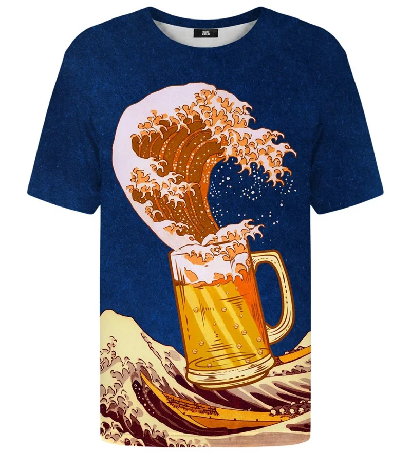 Beer Lover Cosplay T-shirt For Men Clothes Funny Humor Short Sleeve T Shirts Harajuku Fashion Cartoon Pattern Party Trend Tee