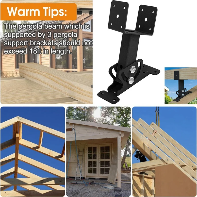 Staffa per rialzo per tetto per pergola da 1 pezzo, staffe per rialzo per tetto per pergola per copertura da patio, gazebo in acciaio inossidabile 304 resistente