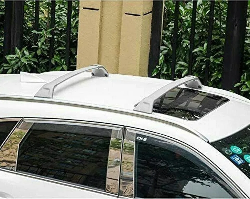2PCS Roof Rails +2PCS Cross Bars Fit For Mazda CX-9 CX9 2016-2024 Luggage Aluminum Cross Bar Roof Cargo Ski