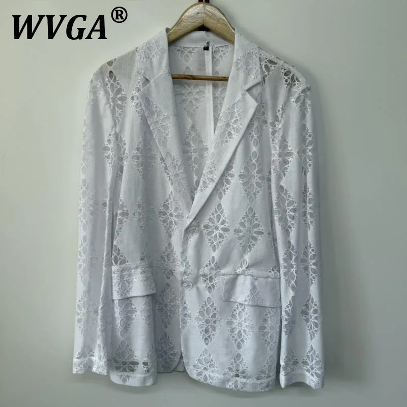 

WVGA Spring Autumn New Man Tide Embroidery Hollow Out Design Sunproof Personality Blazer Niche Chic Casual Suit-Coats Ins W10340