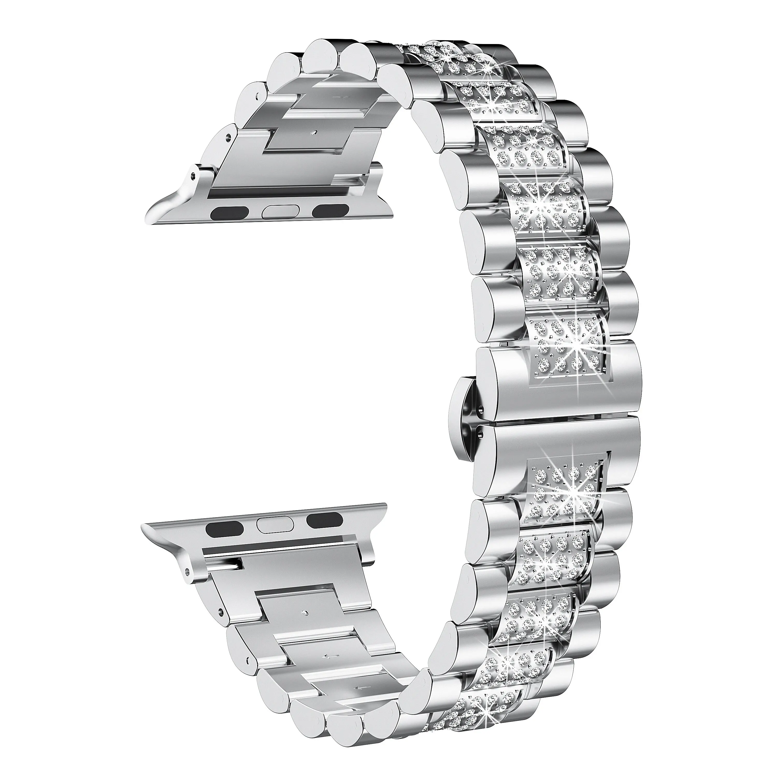 Pulseira feminina de diamante para apple watch ultra 49mm 46mm 44/45mm pulseira de metal para iwatch 10 9 8 38 40 41mm smartwatch correa