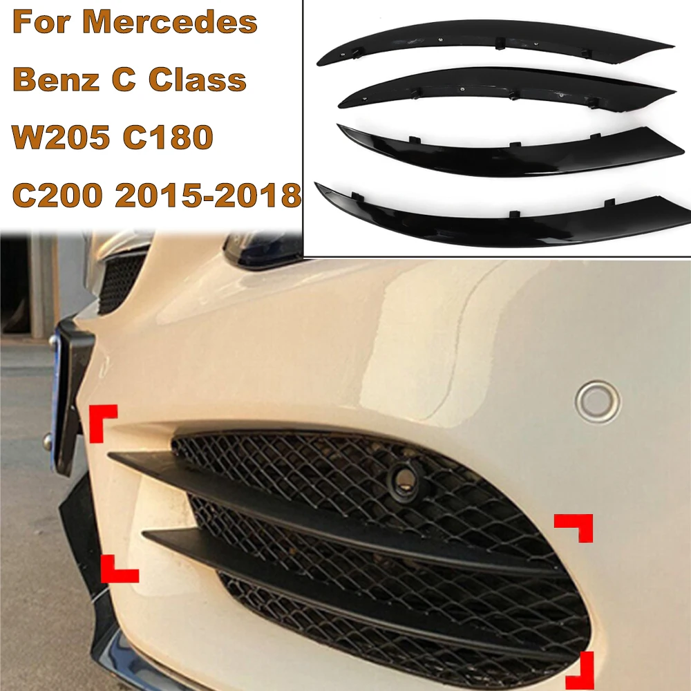 For Mercedes Benz C Class W205 C180 C200 2015-2018 Front Fog Lamp Grill Grille Covers Stickers Automotive Modification Protectio