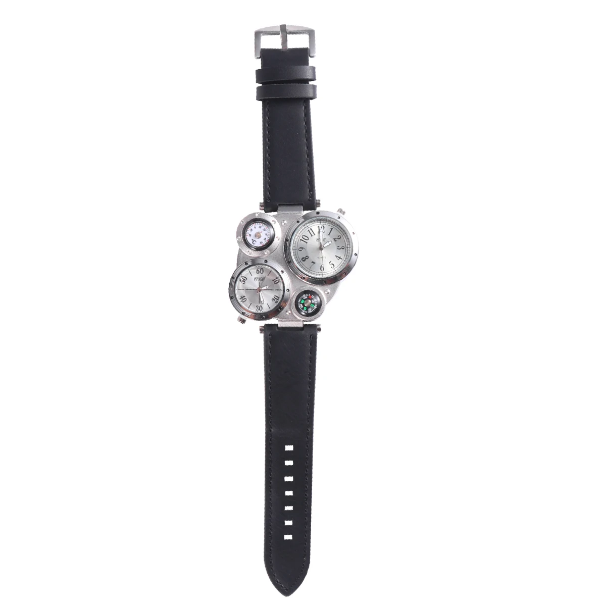 

1pcs Thermometer Compass Watch Black Men'S Dual Quartz Watch Outdoor Sports Multi Display For Men