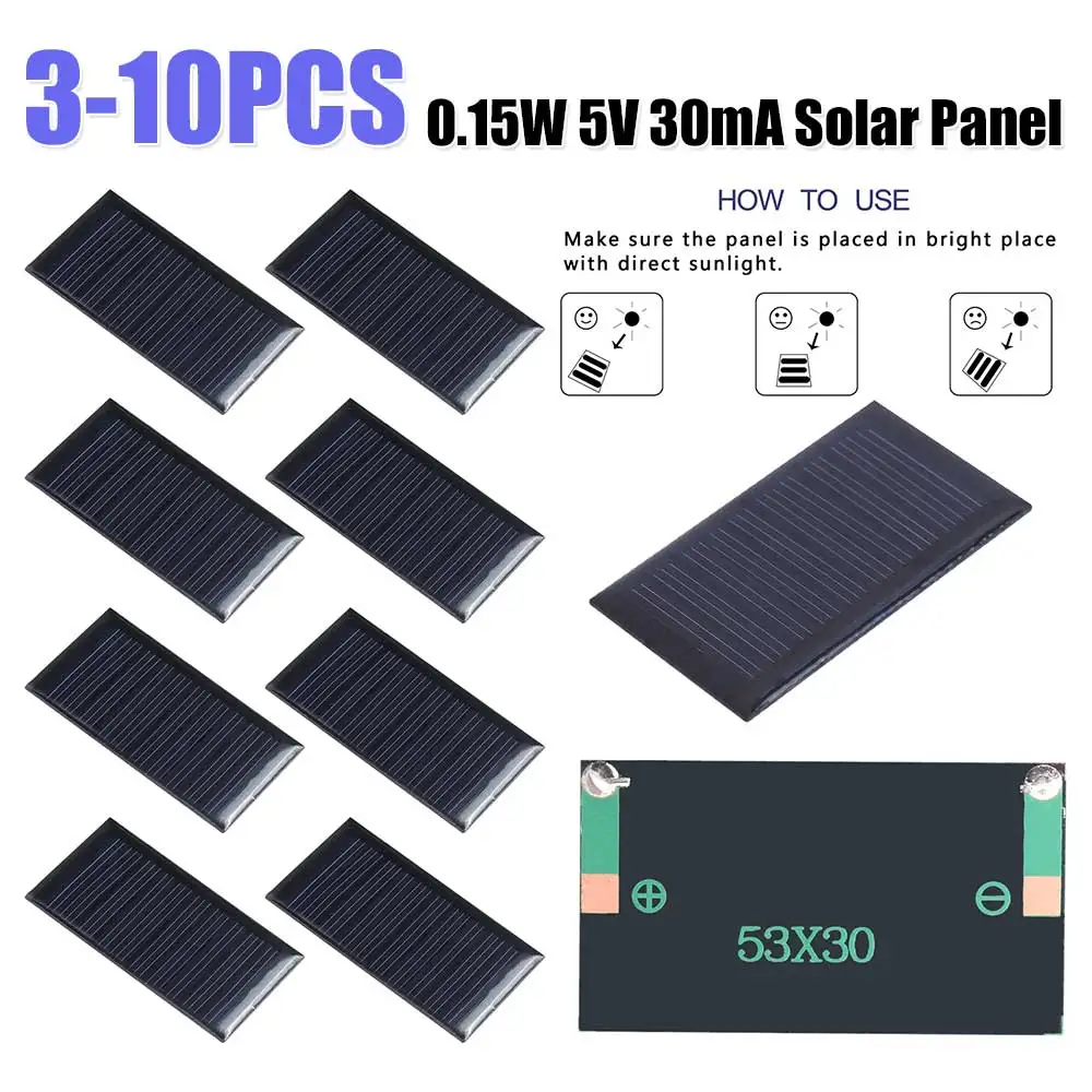 0,15W 5V Solarpanel DIY Solarzellen-Panel 30mA Hocheffizientes Tragbares Solarpanel für Niedrigstrom-Elektrogeräte