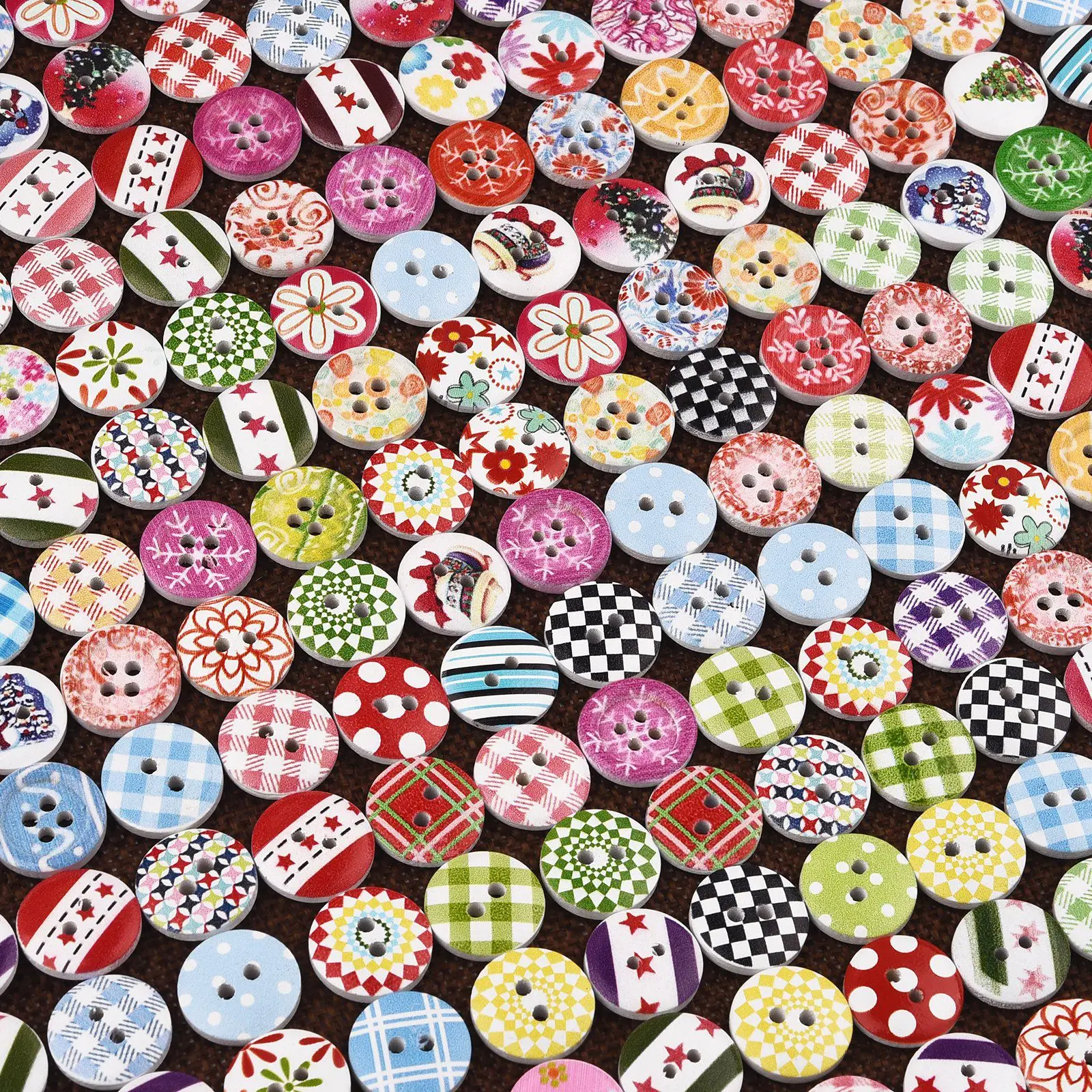 30pcs 15mm Variety of Styles of Mixed Wood Buttons Round Button Monogrammed Love Scrapbooking for Wedding Decor Sewing