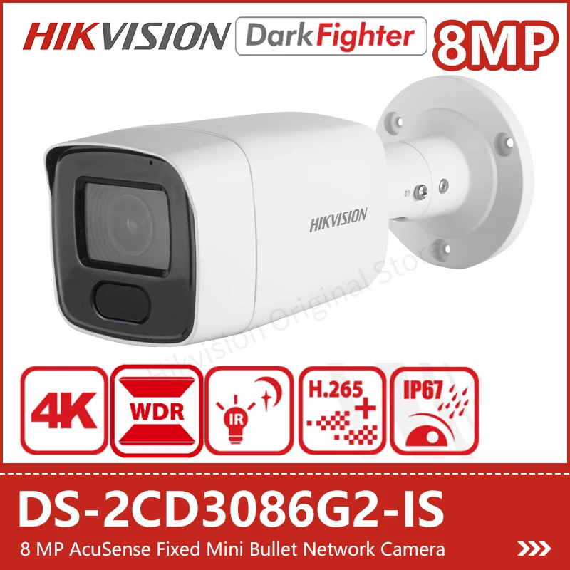 hikvision outdoor night vision camera ip visao noturna 4k heop seguranca ds2cd3086g2 is alarme porta de audio 8mp darkfighter 01