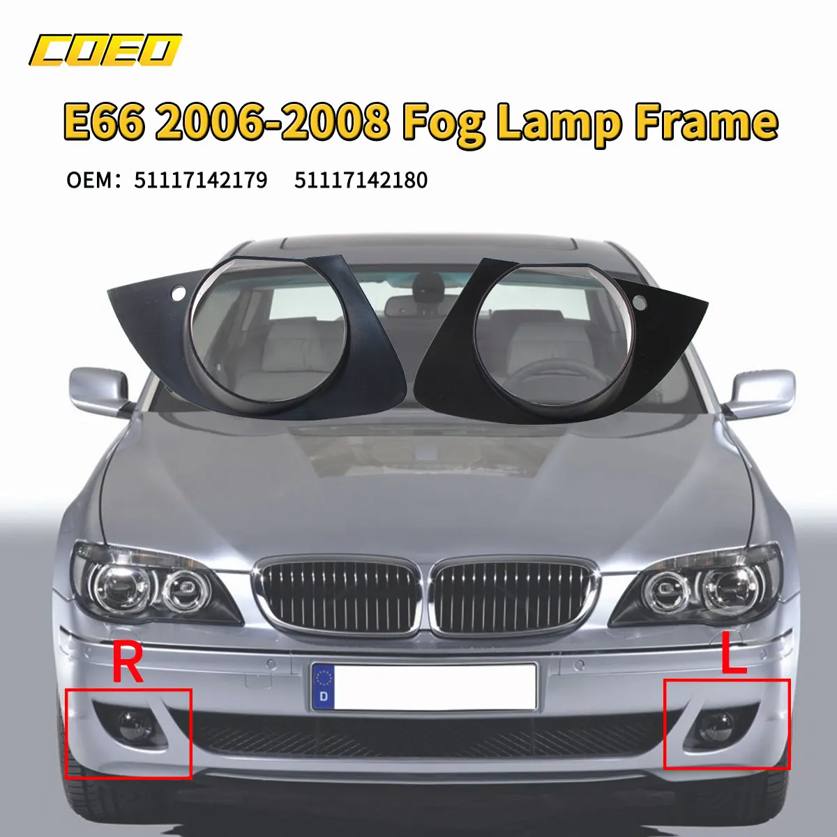 

Genuine Quality Car Parts Auto Vehicle Front Bumper Fog Light Frame For BMW E66 2006-2008 51117142179 51117142180