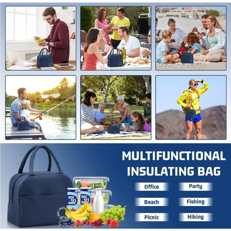 Geïsoleerde lunchtas voor heren en dames - Lekvrije lunchbox voor koeling/verwarming Draagbare en kleine lunchtas voor werkpicknickreizen