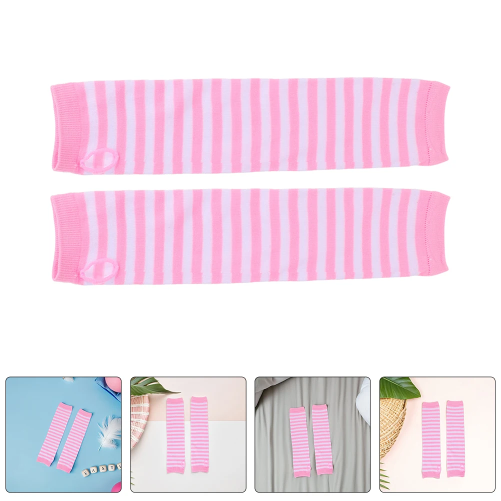 

2 Pairs Gloves Thumbhole Stretchy Stretchy Warm Gloves Long Lace Arm Warmers Extended Sleeve Knit Wrist Protectors