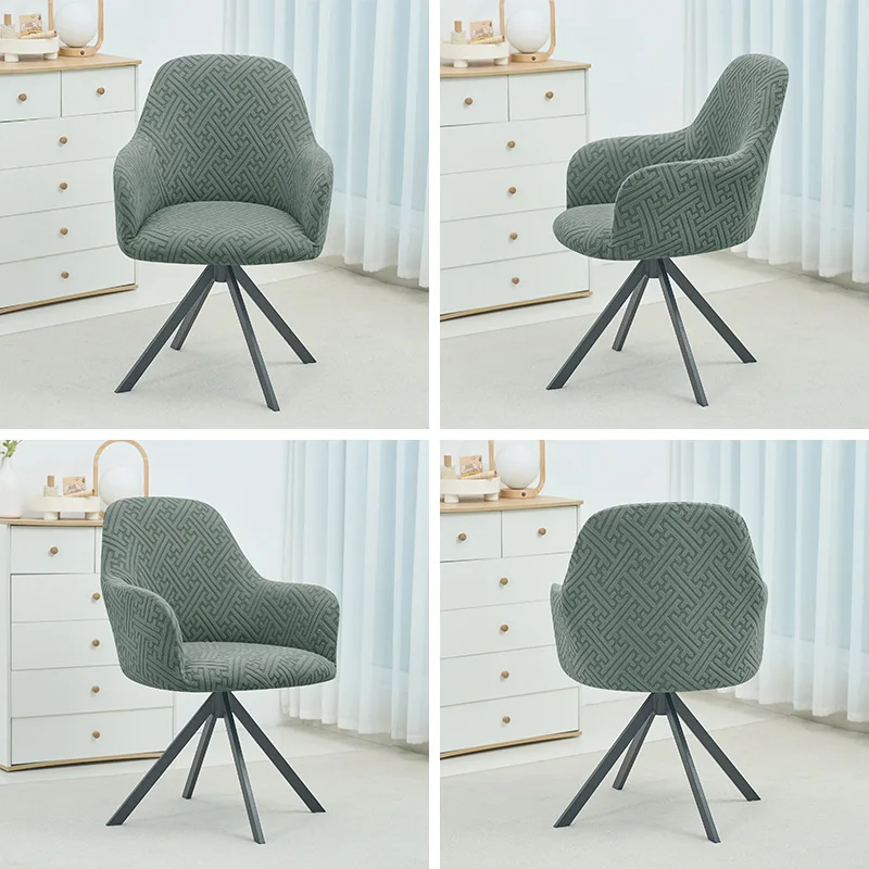 1pc Jacquard Dining Room Chair Covers Elastic High Arm Chair Seat Slipcover Home Armchair Protector for Hotel Home Office
