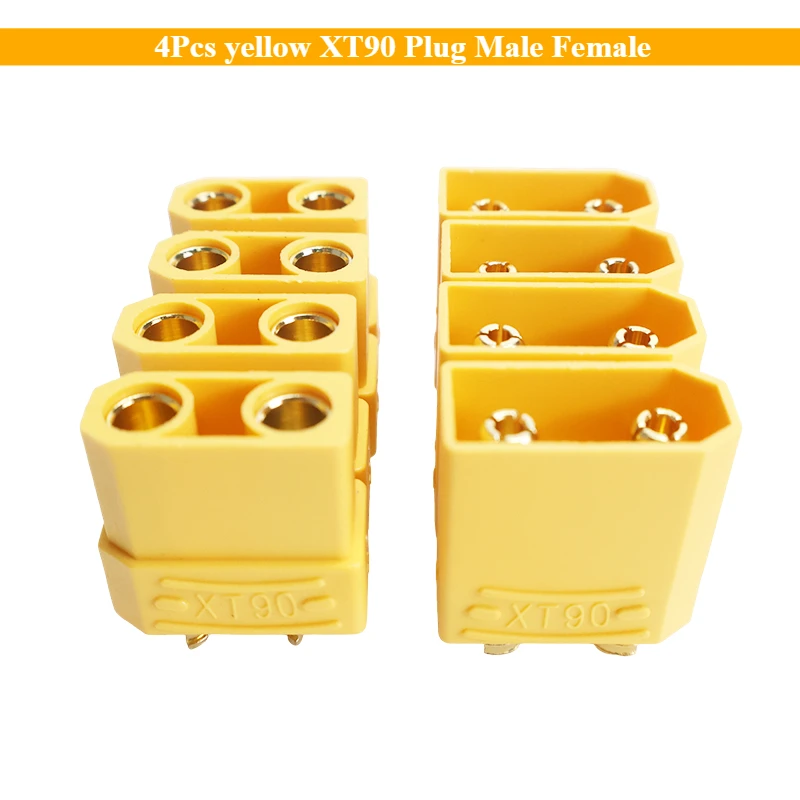 4Pcs Yellow XT90 Plug Male Female Bullet Connectors Plugs for RC Lipo Battery Rc FPV Drone Airplane Car Boat Expand DIY Backup