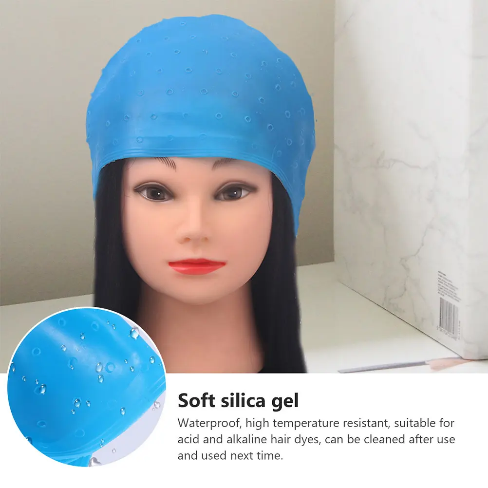 Hair Coloring Highlighting Caps 2 Sets Reusable Silicone Easy Clean DIY Hair Tinting for Home Salon