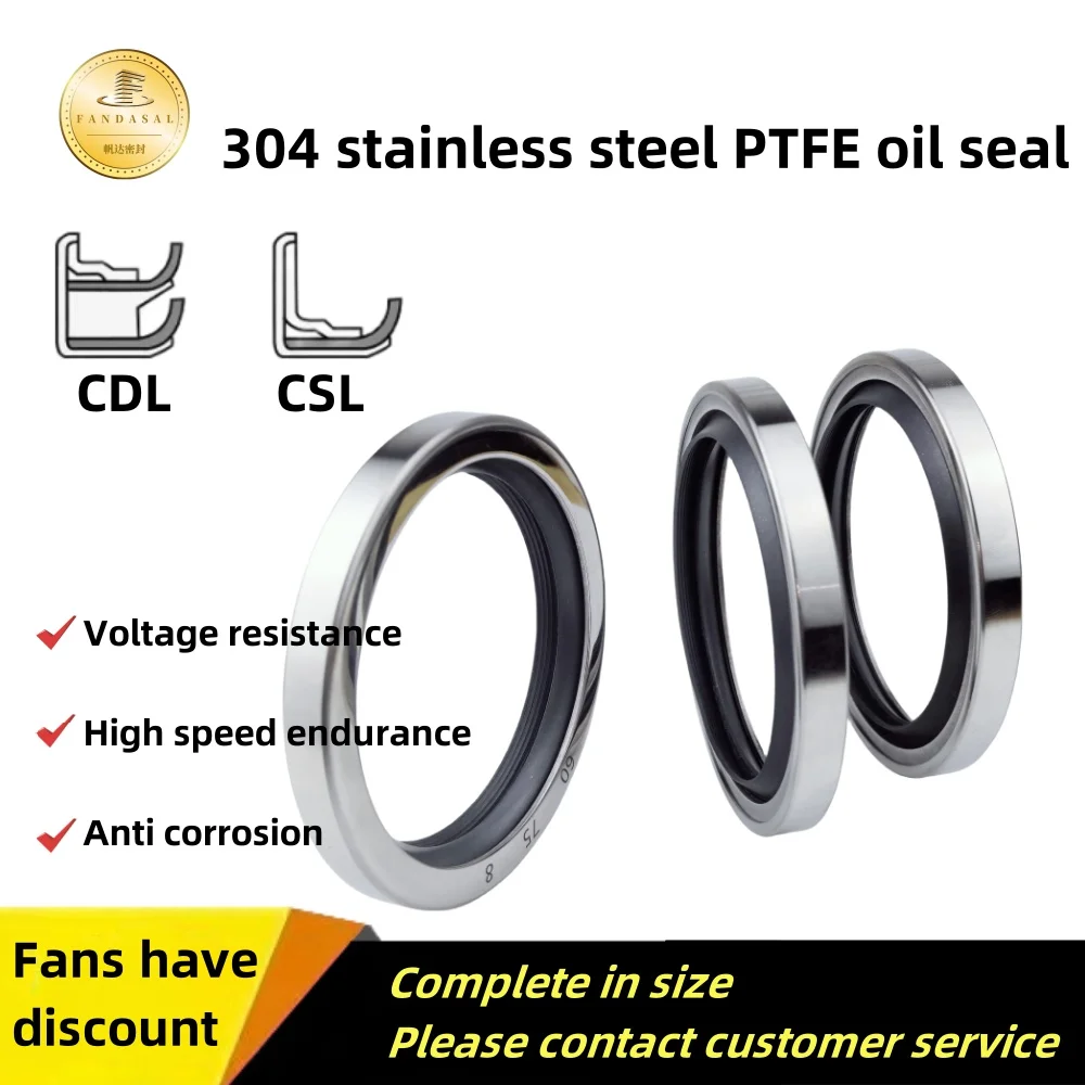 ID:50/52/53/54mm304stainless steel shaft oil seal PTFE 50/52/53/54*65/68/70/72/75/80*8/10/12mm air compressor screw rod