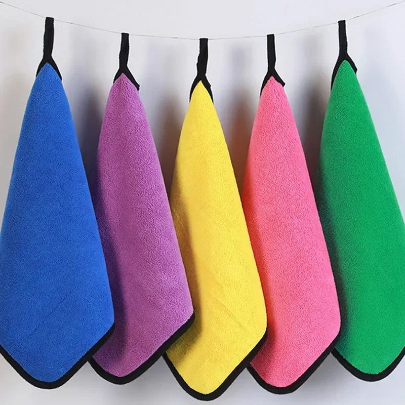 1/5PCS Thickened Car Washing Towel Double Layer Microfiber Cleaning Towels Car Window Glass Detailing Drying Cloths Auto Wash