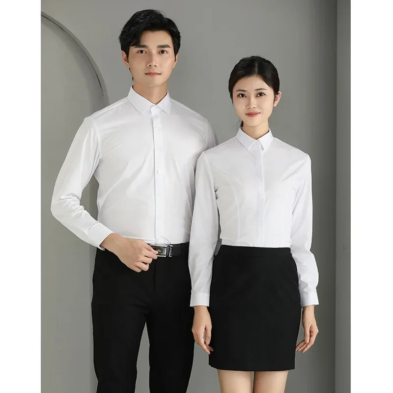 High End Quality Adult Regular Formal Shirt Solid Color Business Micro Elastic Long Sleeved Shirt