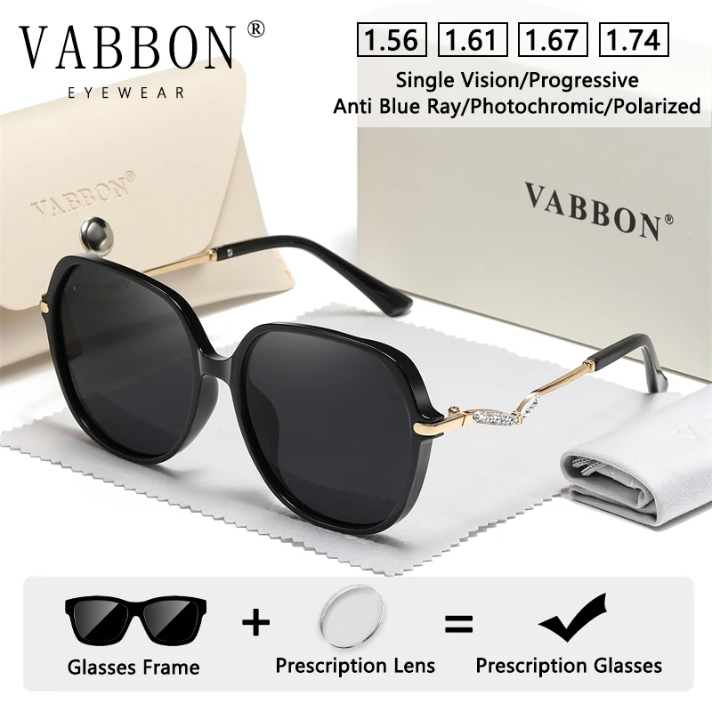 

Женские очки Vabbon по рецепту, новые модные очки для близорукости, инкрустированные бриллиантами, большая оправа для похудения, анти-устало, плоские зеркальные очки, фотохромные очки 2216