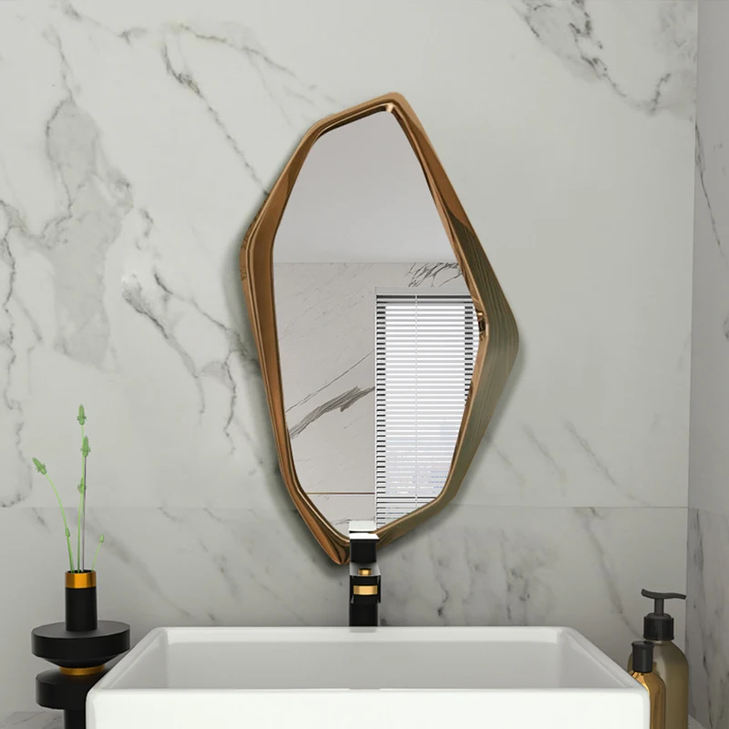 

Special-shaped mirror bathroom high-end bathroom mirror with light Internet celebrity light luxury irregular wall-mounted