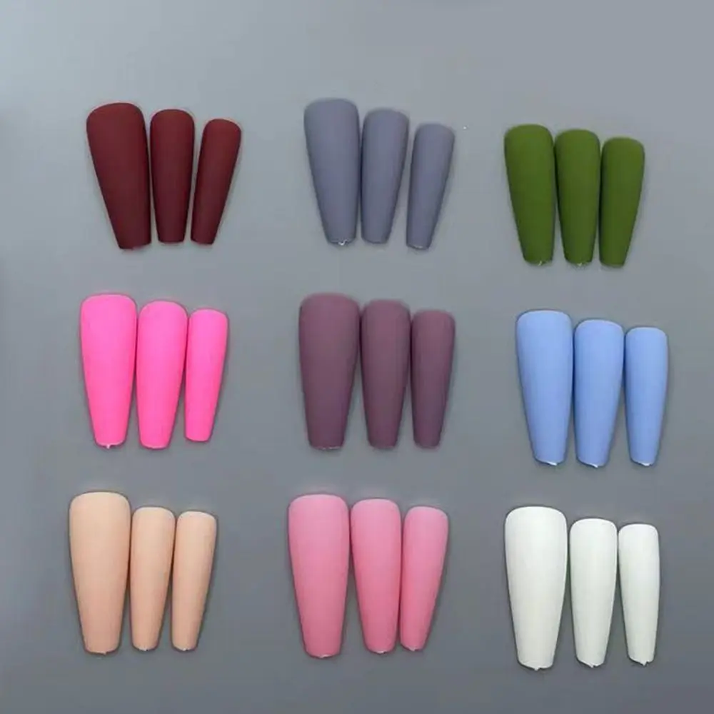 Manicure Long Ballerina False Nails Matte Pure Color Fake Nials French Detachable Nail Tips DIY