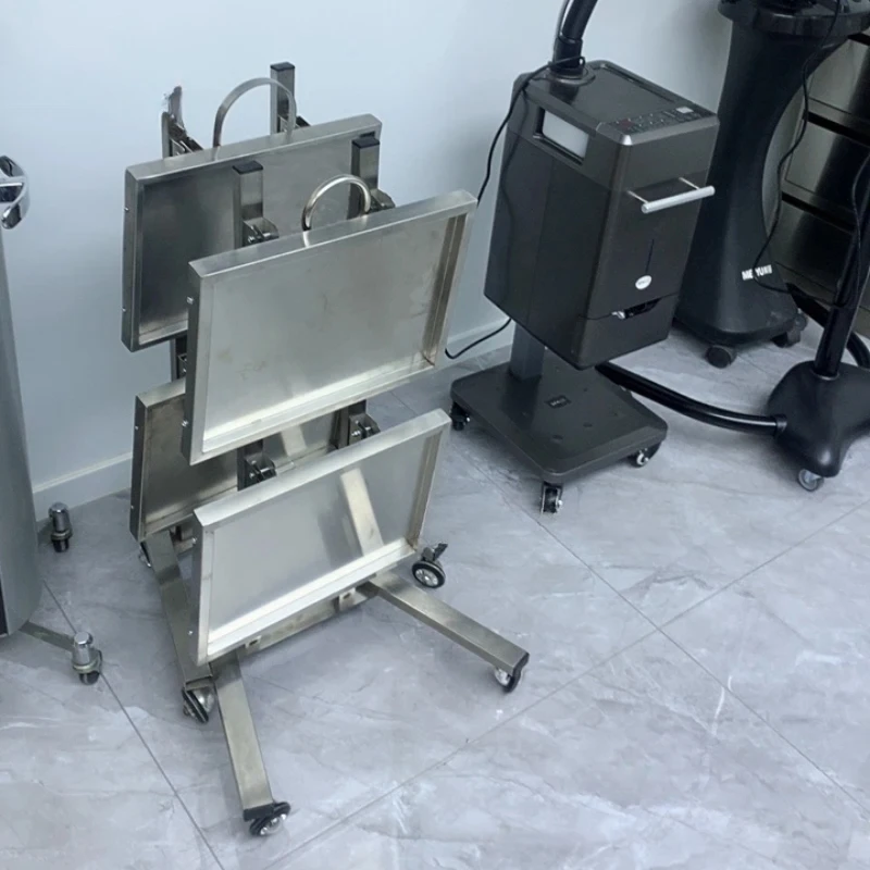 Beauty Shop Metal Folding Salon Trolleys Stainless Steel Salon Perm Dyeing Barber Trolley Mobile Tool Cart for Salon Furniture