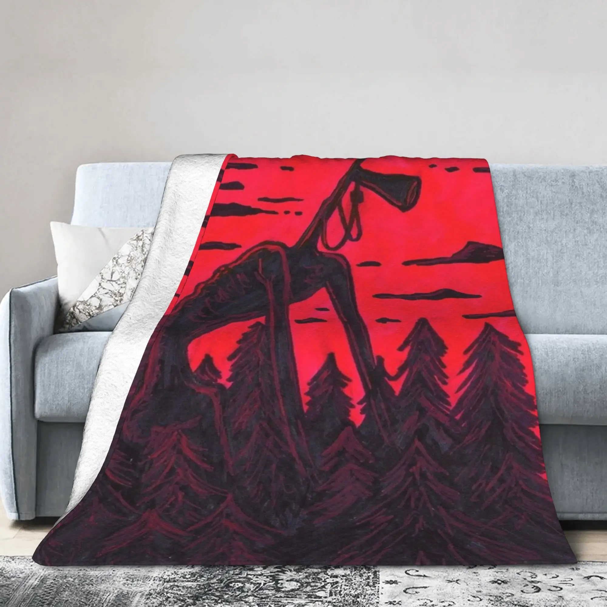 Siren Head In Dark Forest Merch Blankets Super Soft Velvet  Throw Blankets Cozy Bedspreads