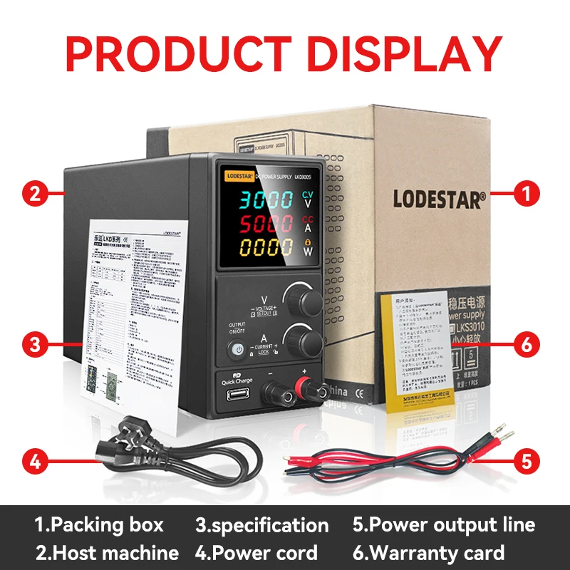 LODESTAR Zasilacz laboratoryjny DC 30V 5A/10A Regulowany regulator napięcia Stanowisko Zasilacz impulsowy Konserwacja Stół warsztatowy