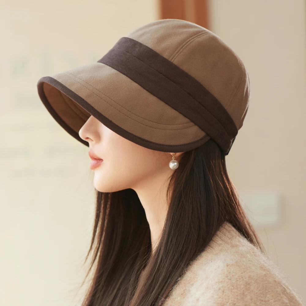 HT5012 Eimer Hut Neue Hohe Qualität Patchwork Herbst Winter Hüte für Frauen Packbare Breite Krempe Hut Weibliche Sonne Fischer Eimer Kappe – Detail 2