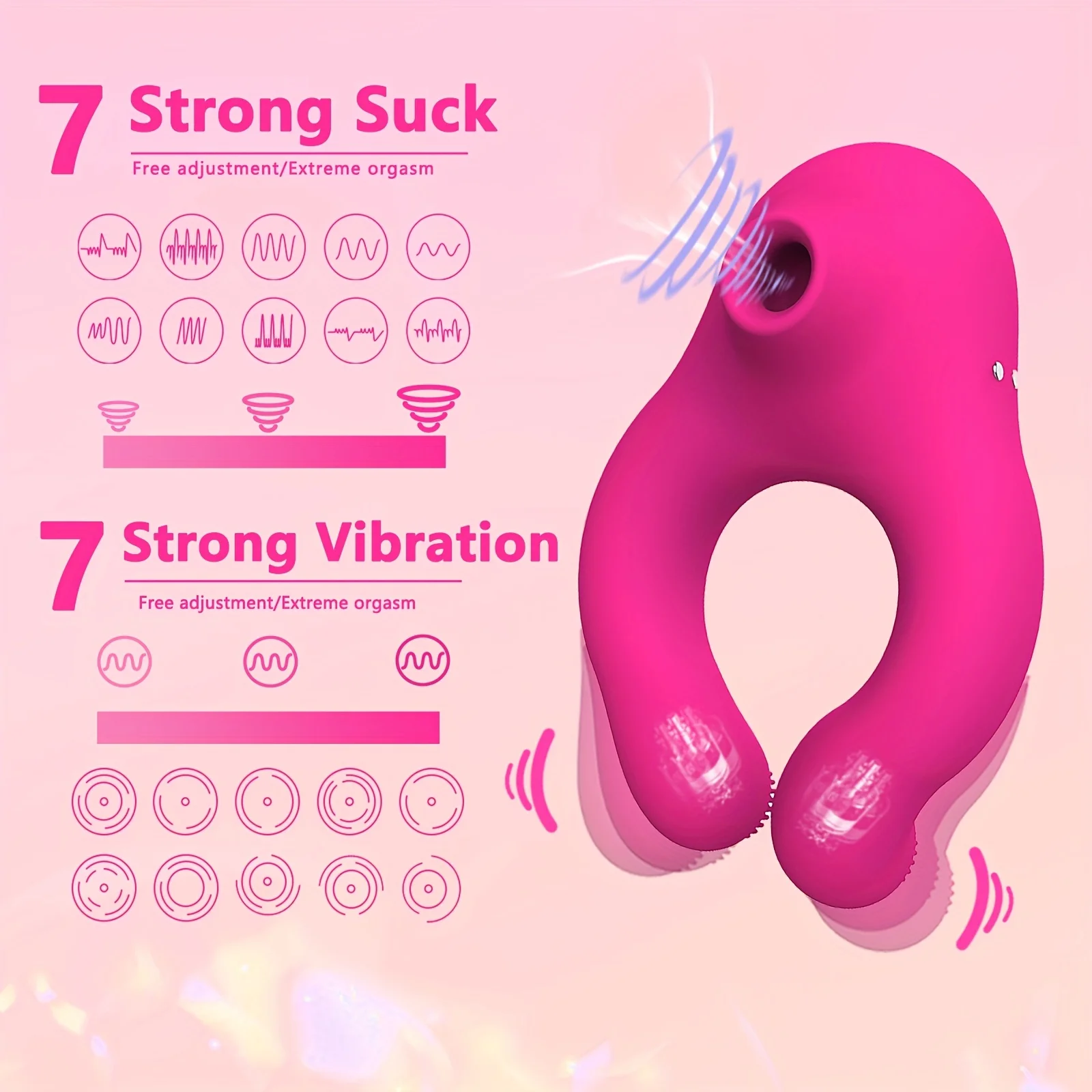 Shared Sexy Vibrating Penis Ring For Couples, Sucking Clit Massage Vibrator Stimulating The Scrotum, Adult Sex Tool Cock Ring, M