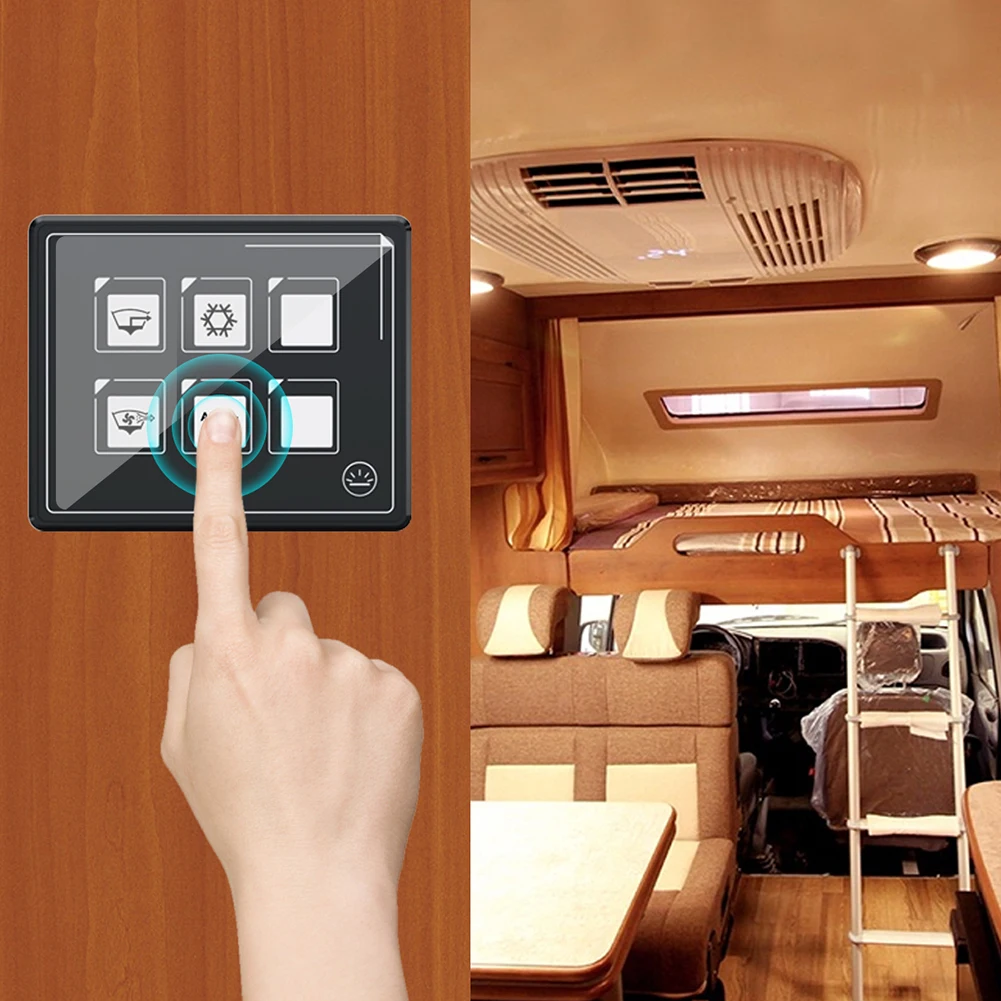 6 Gang Panel Box Kit IP67 Waterproof Electronic Membrane Panel Switch LED Button Switch Panel Box Kit RV Boat Camper Accessories