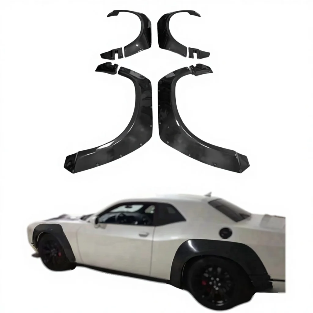 For Dodge Challenger PD Style Body Kit with Wide Body Wheel Arch Eyebrow Stripe Car Wheel Modling Trims Spoiler Includes Clips