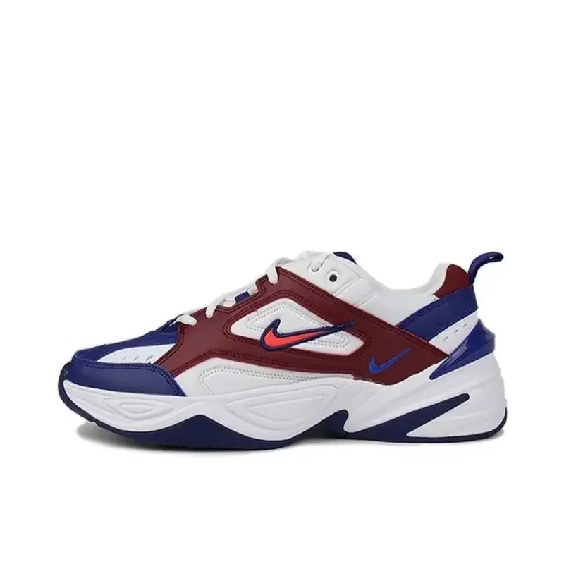 

Nike M2K Tekno Men and Women Comfortable and Durable Casual Running Shoes Trendy Low Top Dad Shoes White Blue and Red