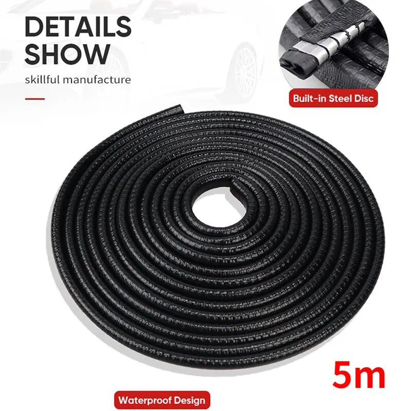 5m Car Door Bumper U Shaped Decorative Strip Anti Scratch Anti Scratch Body Door Edge Sealing Strip Protection Sticker