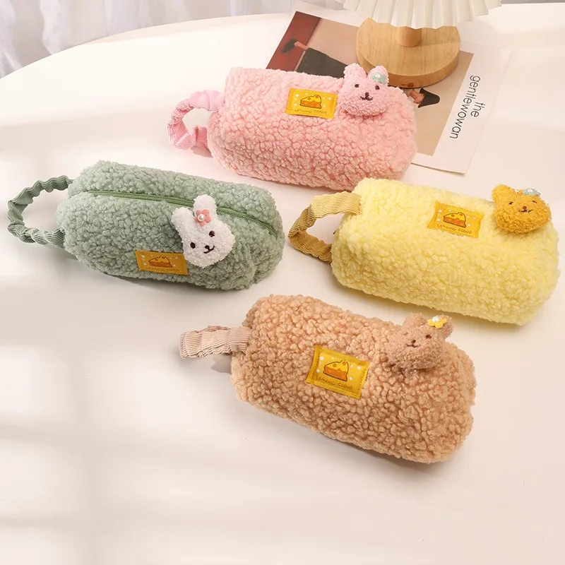 Japanese style minimalist junior high school girl storage stationery plush cartoon ins style girl large capacity pencil case