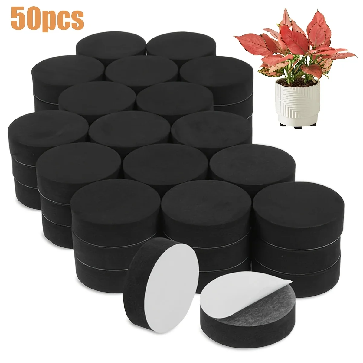 50pcs Invisible Flower Pot Feet Black Non-Slip Feet For Flower Tubs 3x1cm Self-Adhesive Flower Pot Feet Gardening Accessories