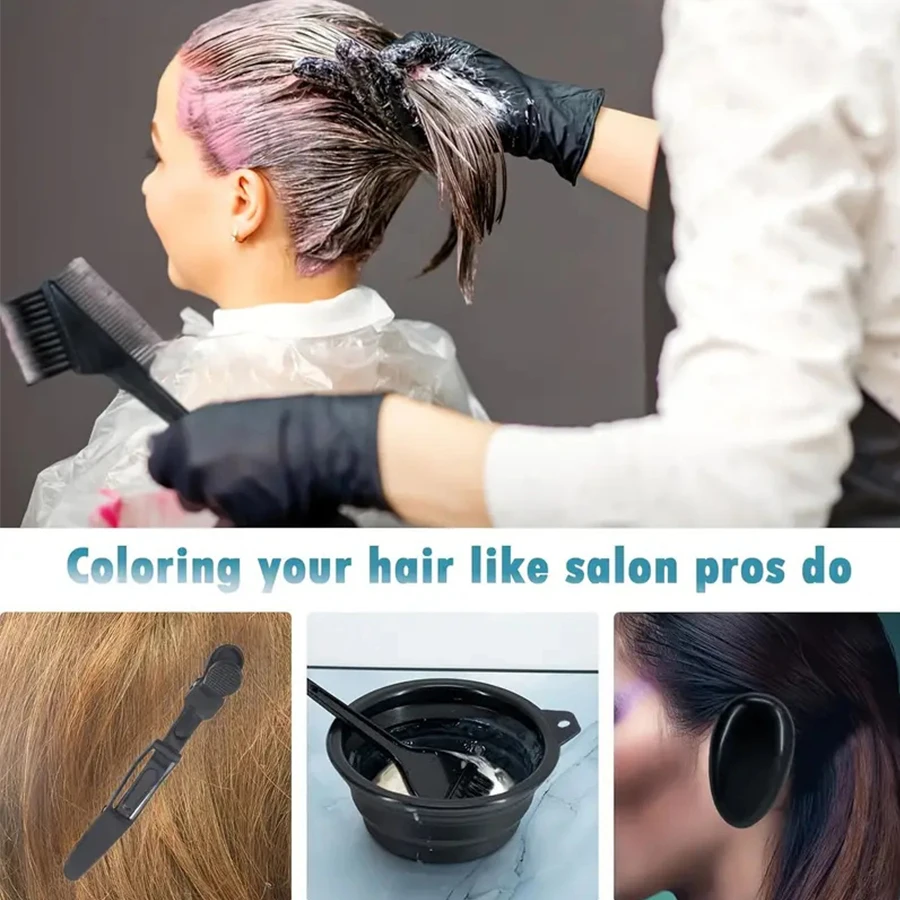 Kit professionnel de teinture pour cheveux, 13 pièces, avec brosses, bol de couleur, couvre-oreilles et Clips, ensemble de coloration pour la maison, bricolage de qualité Salon