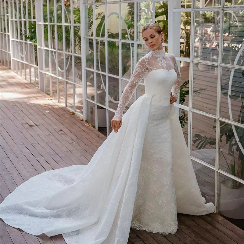 

Изысканное свадебное платье-русалка со съемным шлейфом, вышивкой кружевом на сетке и 3D цветами, без бретелек, без рукавов, на заказ